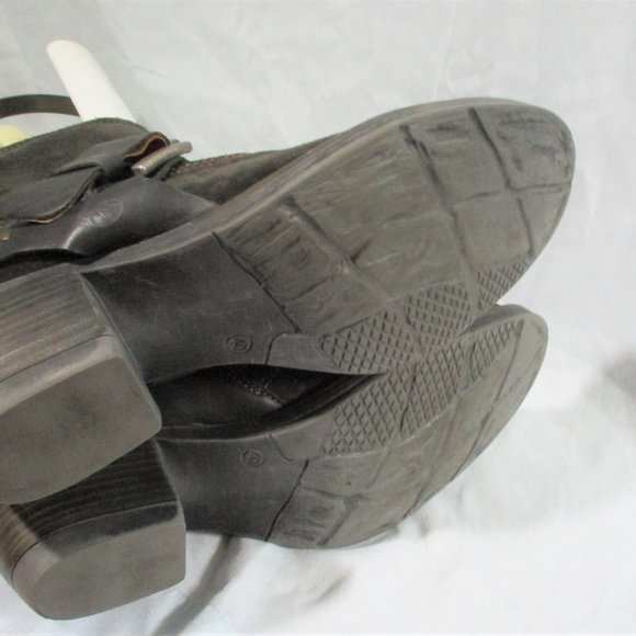 JOSEF SEIBEL Leather Booties Ankle Boots Shoes Buckle Stud CHARCOAL Boho Hipster - Picture 6 of 9